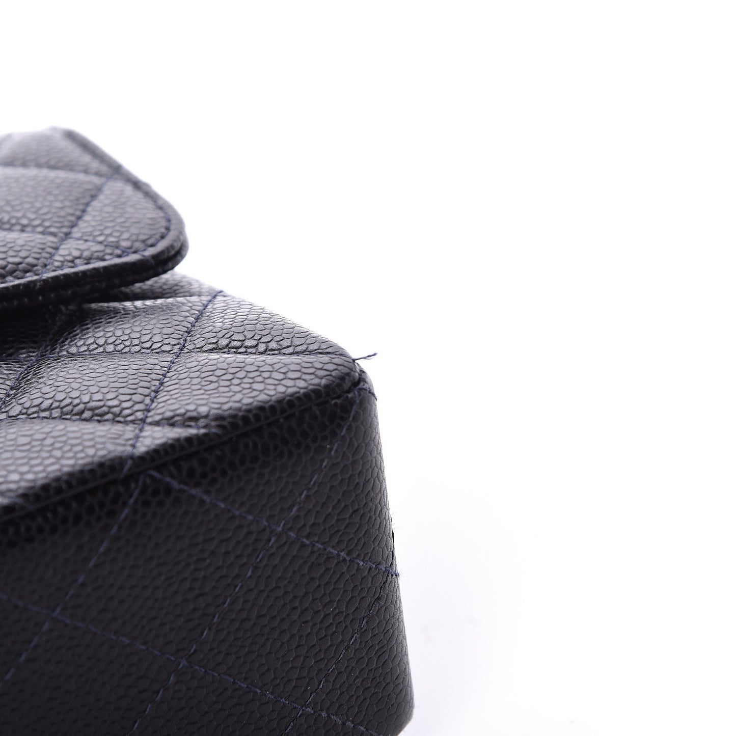 Caviar Quilted Small Double Flap Navy