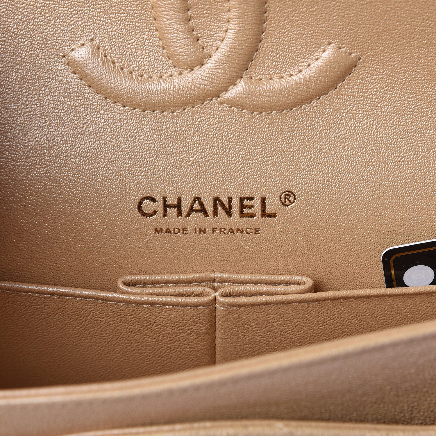Chanel Iridescent Caviar Quilted Medium Double Flap Beige 7 of 11