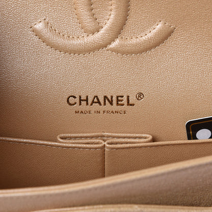 Chanel Iridescent Caviar Quilted Medium Double Flap Beige 7 of 11