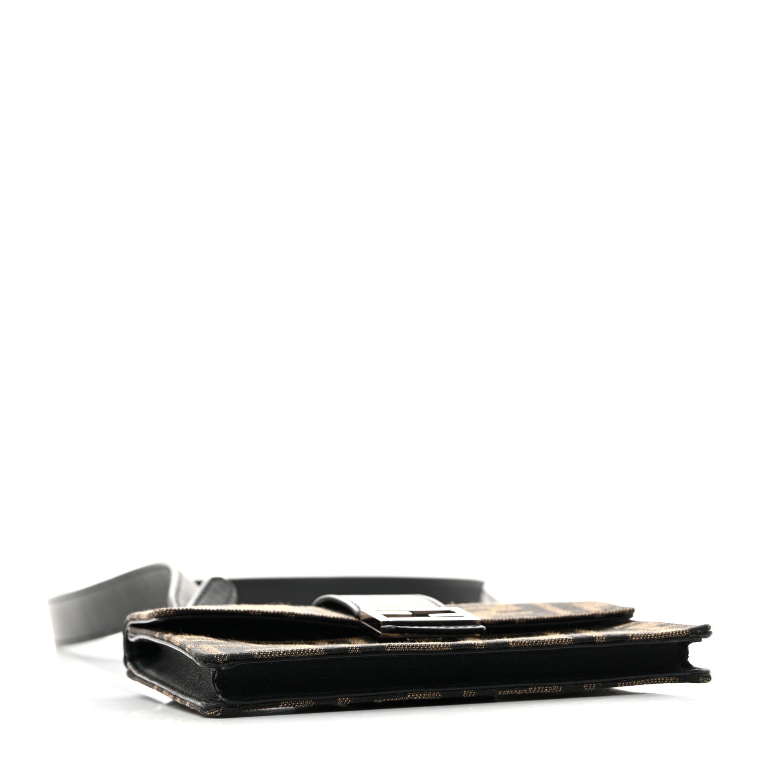 Fendi Recycled Fabric Jacquard Vitello Grace FF 1974 Baguette Belt Pouch Tobacco Moro Black 4 of 13