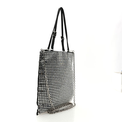 Prada Satin Crystal Metal Triangle Logo Chain Crossbody Handbag Cristal 3 of 8