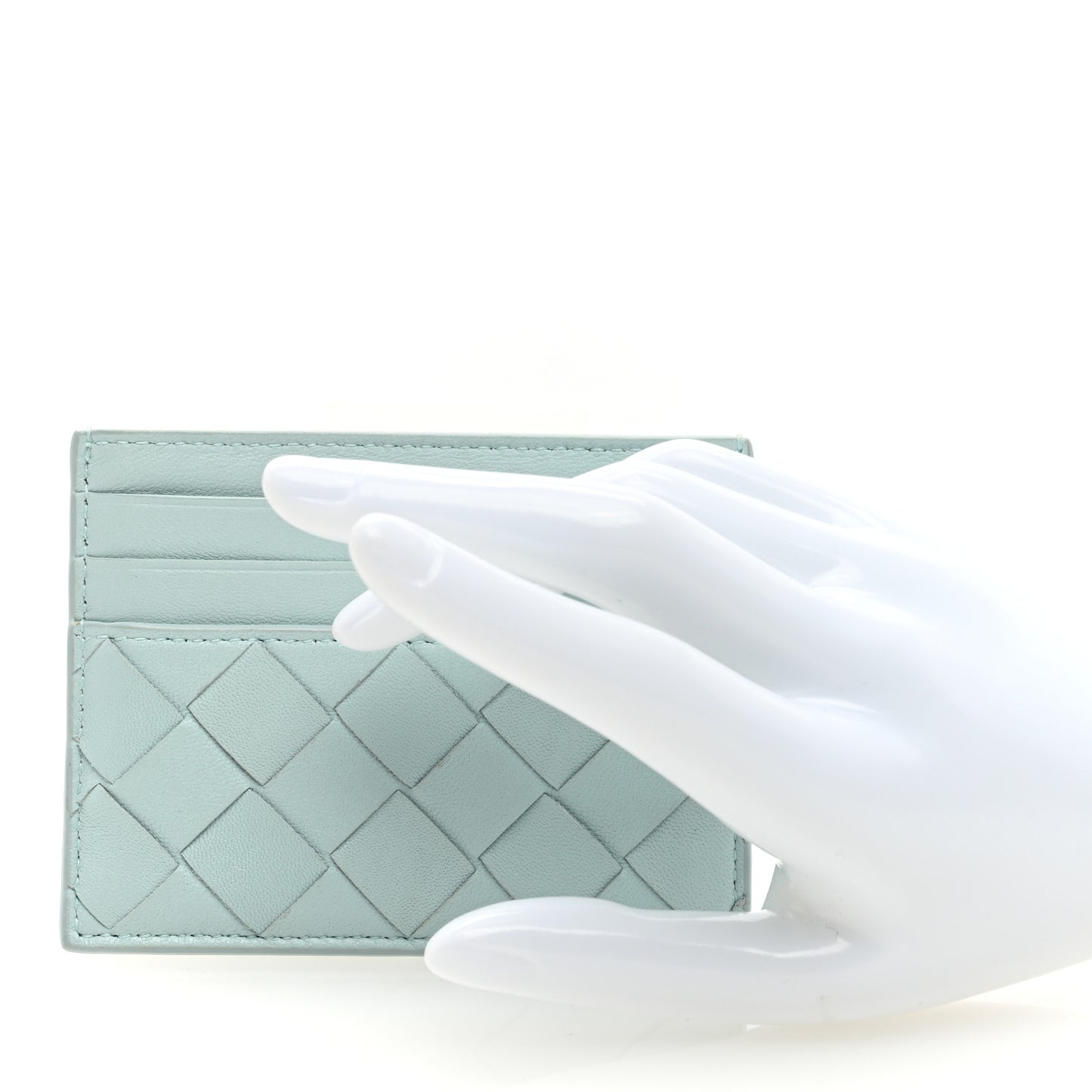 Nappa Intrecciato Card Holder Light Blue