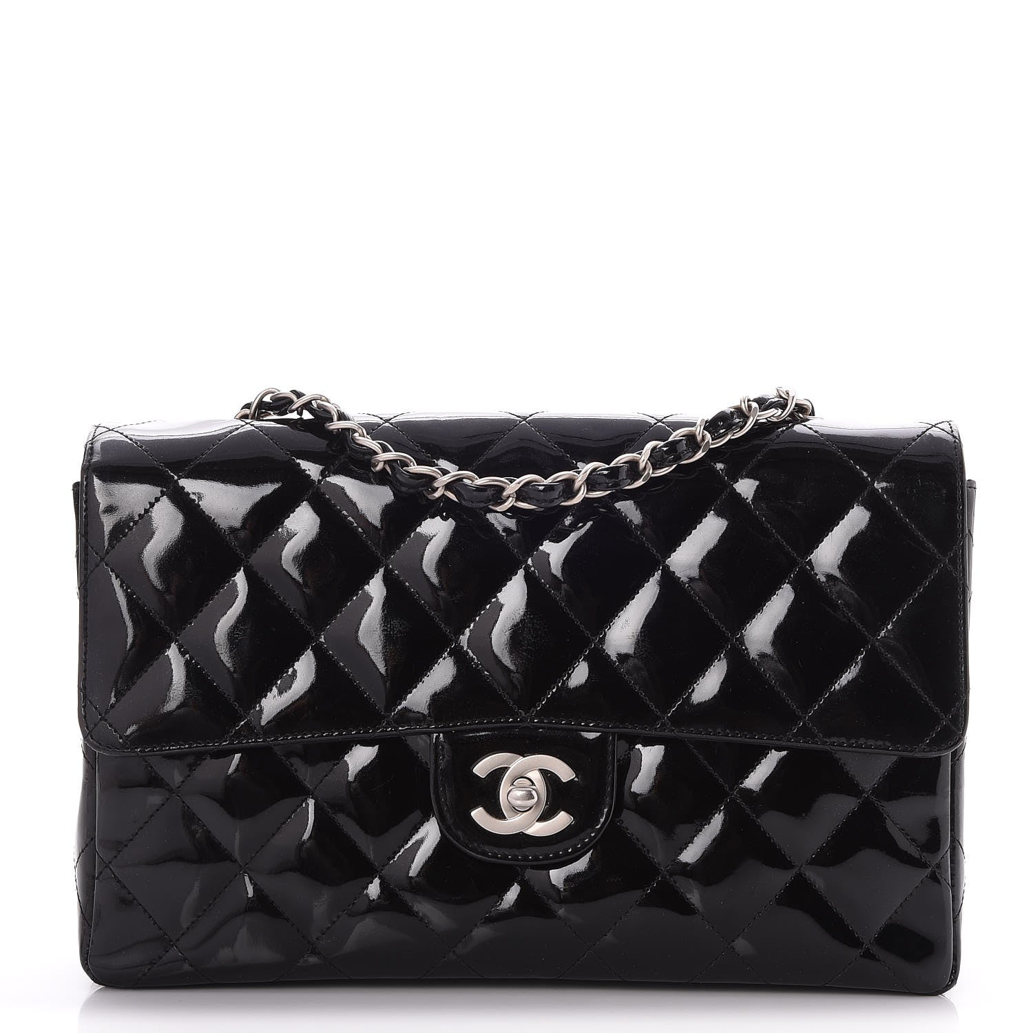Chanel Patent Quilted Medium Single Flap Black 1 of 9