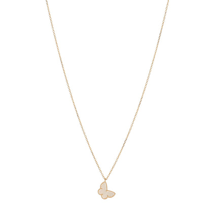 Van Cleef & Arpels 18K Yellow Gold Mother of Pearl Sweet Alhambra Butterfly Pendant Necklace 1 of 3