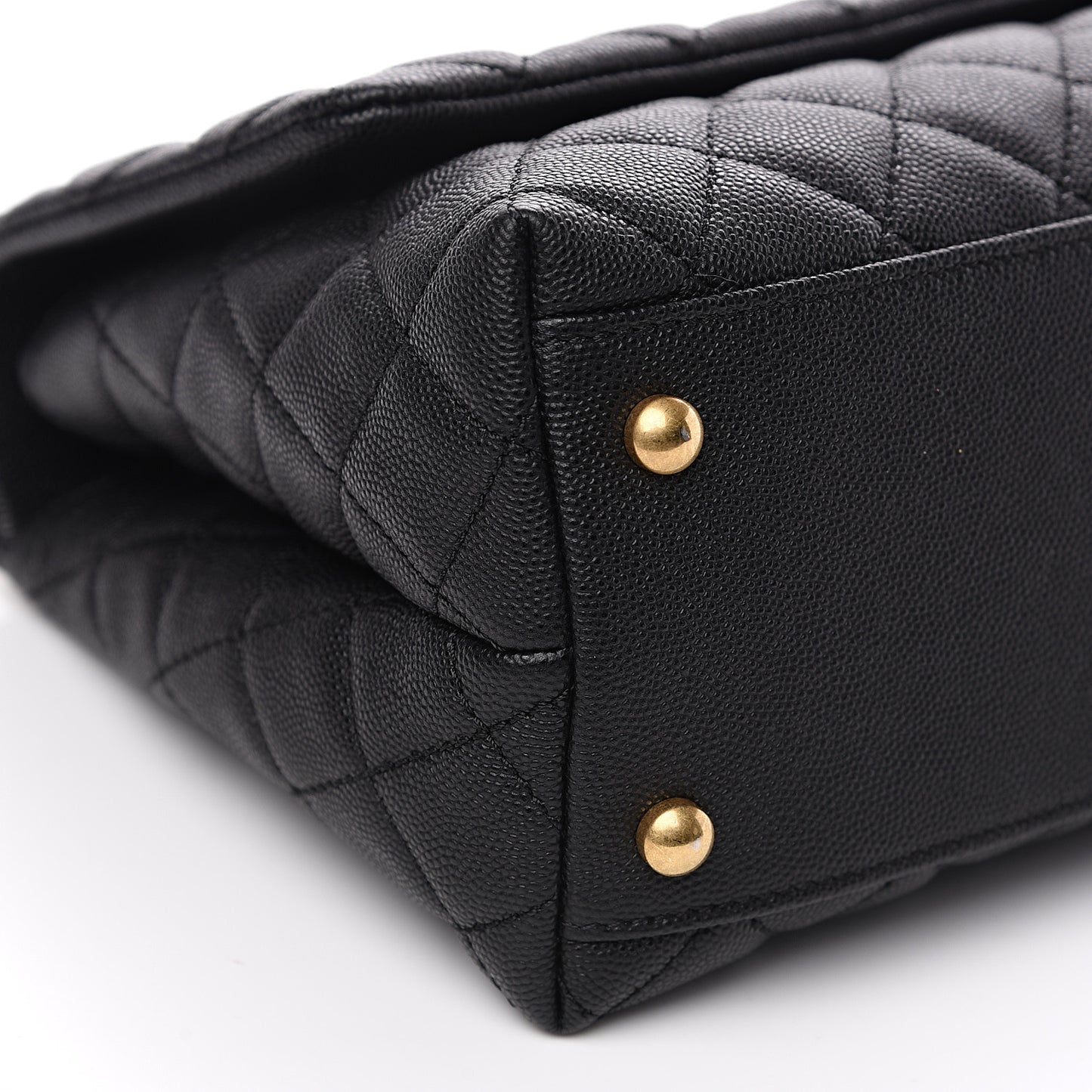 Caviar Lizard Embossed Quilted Small Coco Handle Flap Black