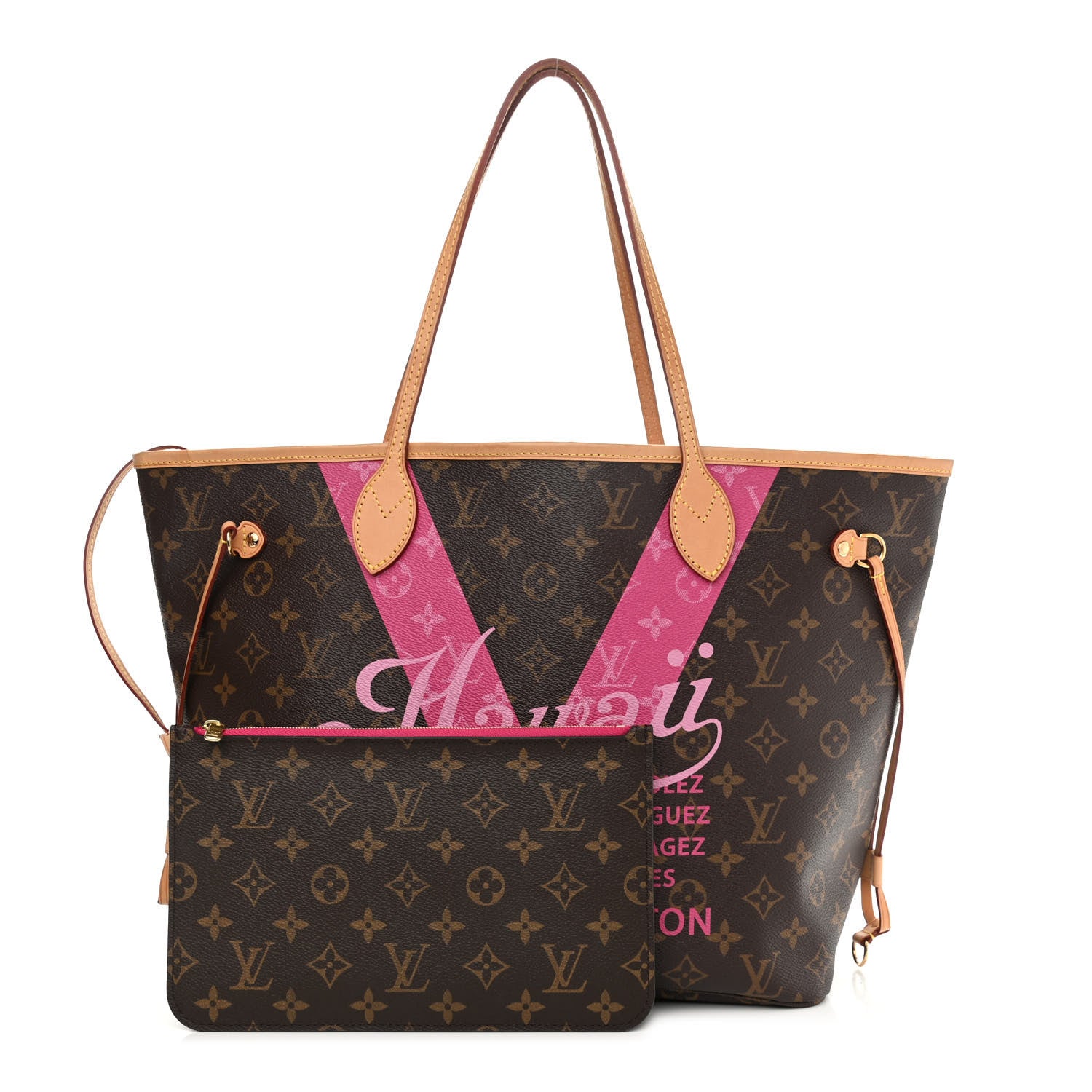 Louis Vuitton Monogram Hawaii V Neverfull MM Hot Pink 1 of 13