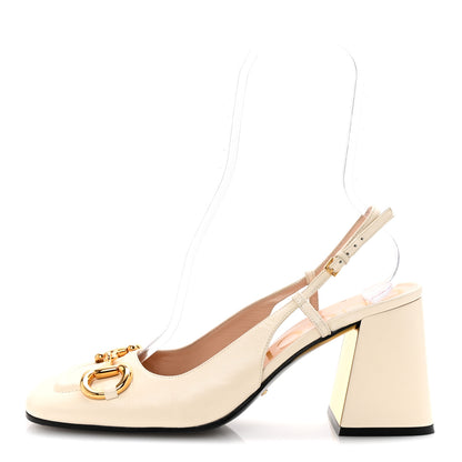 Gucci Malaga Kid Horsebit 75mm Slingback Pumps 40.5 Mystic White 1 of 9