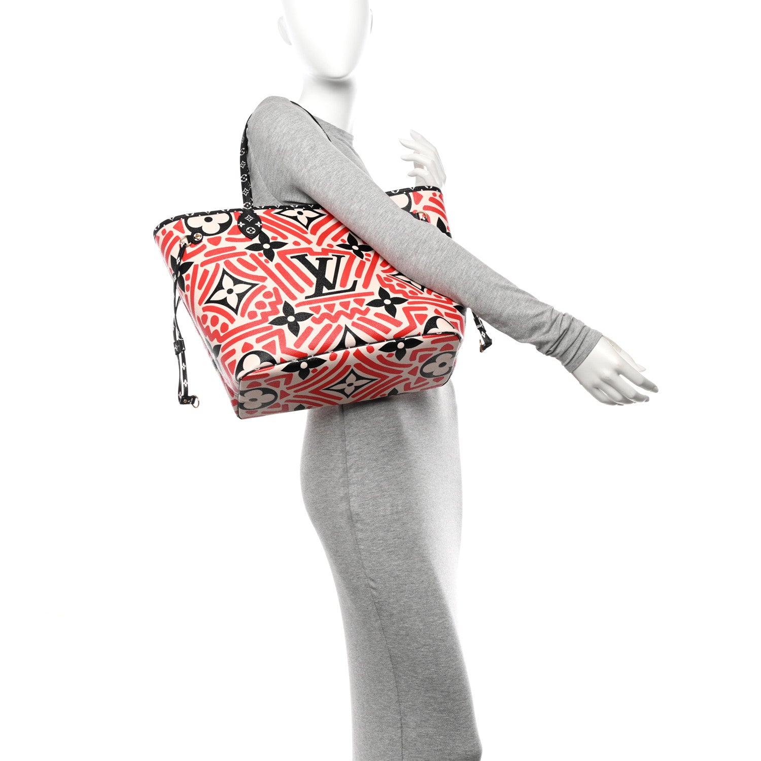 Louis Vuitton Monogram Giant Crafty Neverfull MM Creme Rouge Black 2 of 11