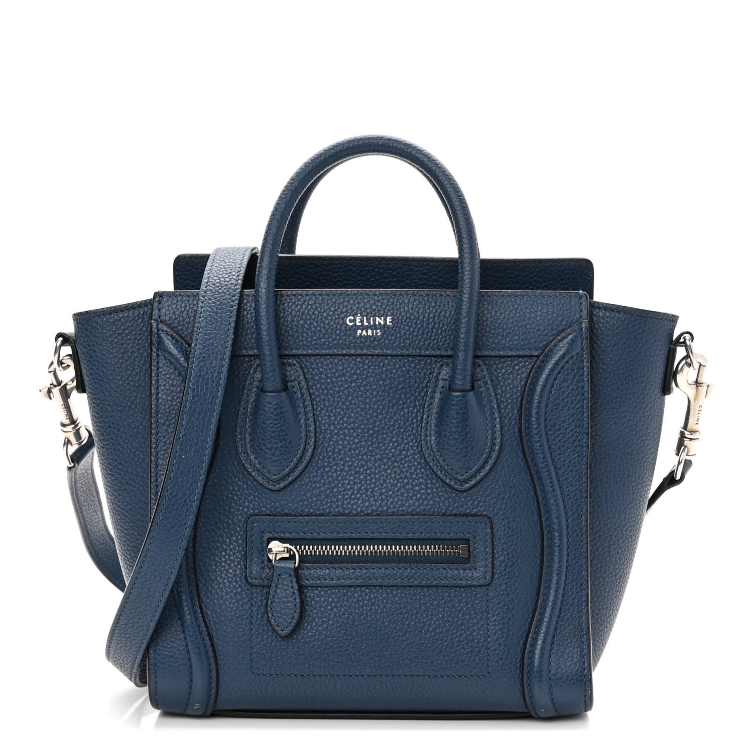 Celine Drummed Calfskin Nano Luggage Indigo 1 of 10