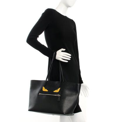 Fendi Vitello Elite Cuoio Monster Buggies Medium Roll Tote Black Multicolor Blue Cobalto 2 of 14