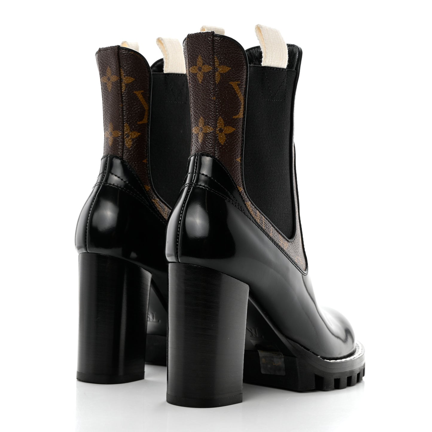 Patent Calfskin Monogram Star Trail Chelsea Ankle Boots 36 Black