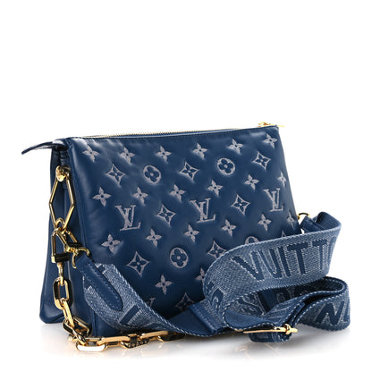 Louis Vuitton Lambskin Embossed Monogram Coussin PM Denim Blue 3 of 11