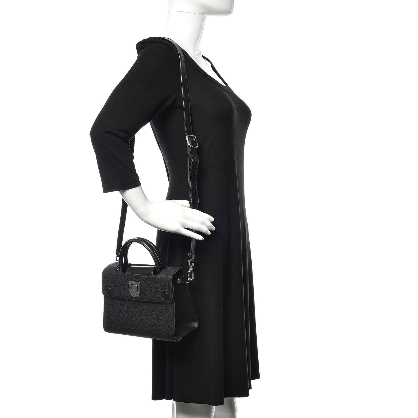 Grained Calfskin Mini Diorever Flap Black