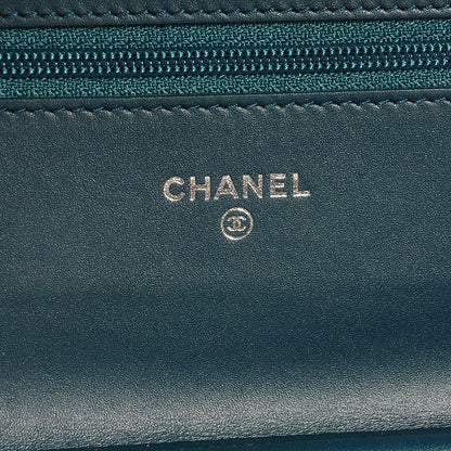 Chanel Velvet Quilted Boy Wallet On Chain WOC Turquoise 6 of 8
