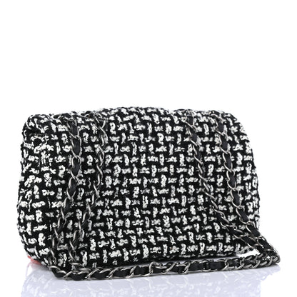 Chanel Tweed Beaded Fringe Flap Black White 2 of 5