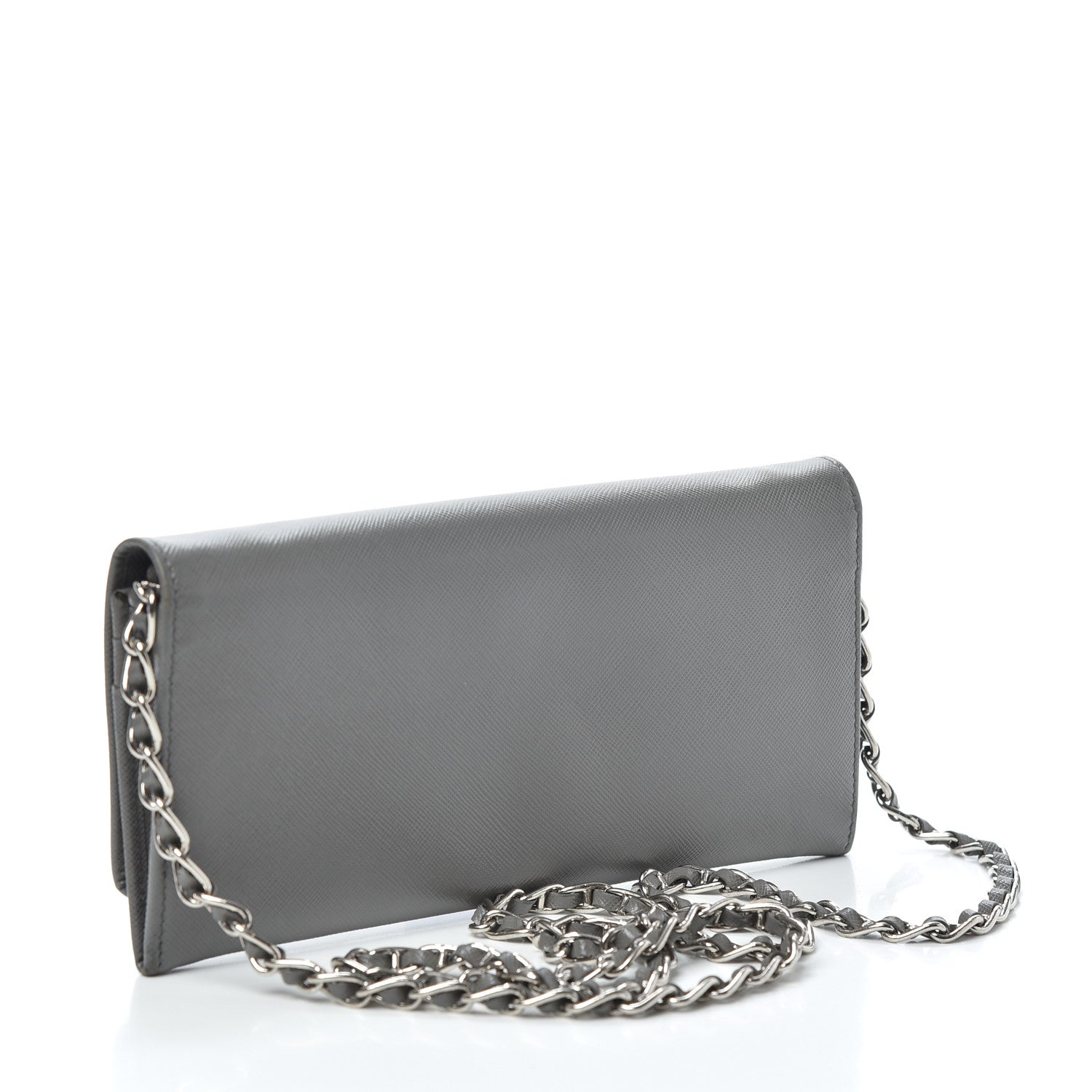 Prada Saffiano Metal Oro Chain Wallet Marmo 3 of 8