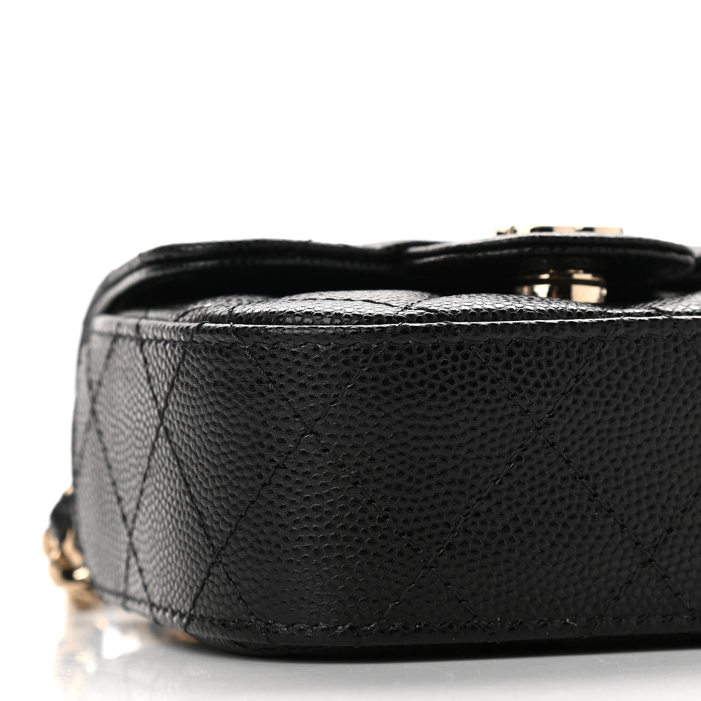 Caviar Quilted Mini Clutch With Chain Black