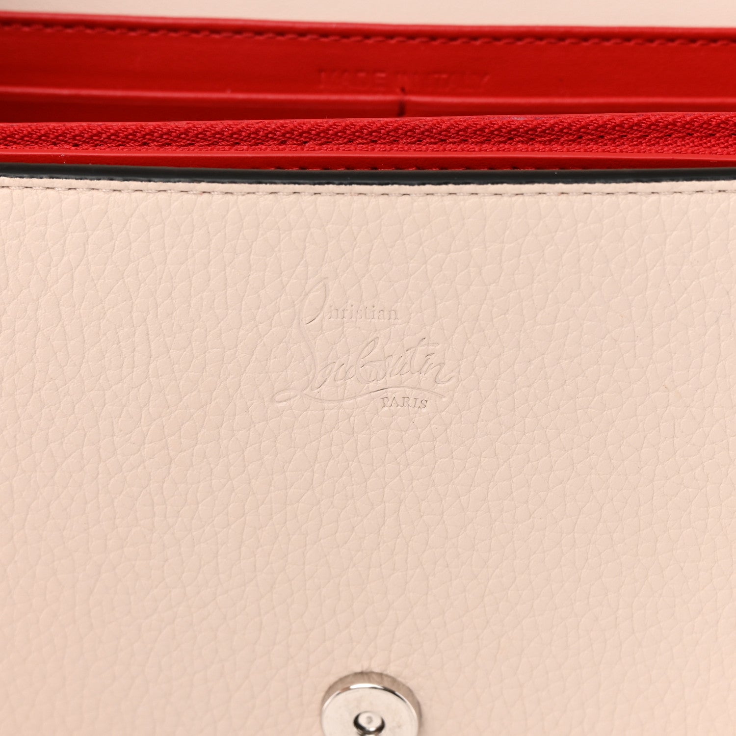 Christian Louboutin Grained Calfskin Spikes Loubinthesky Paloma Clutch Leche 7 of 15