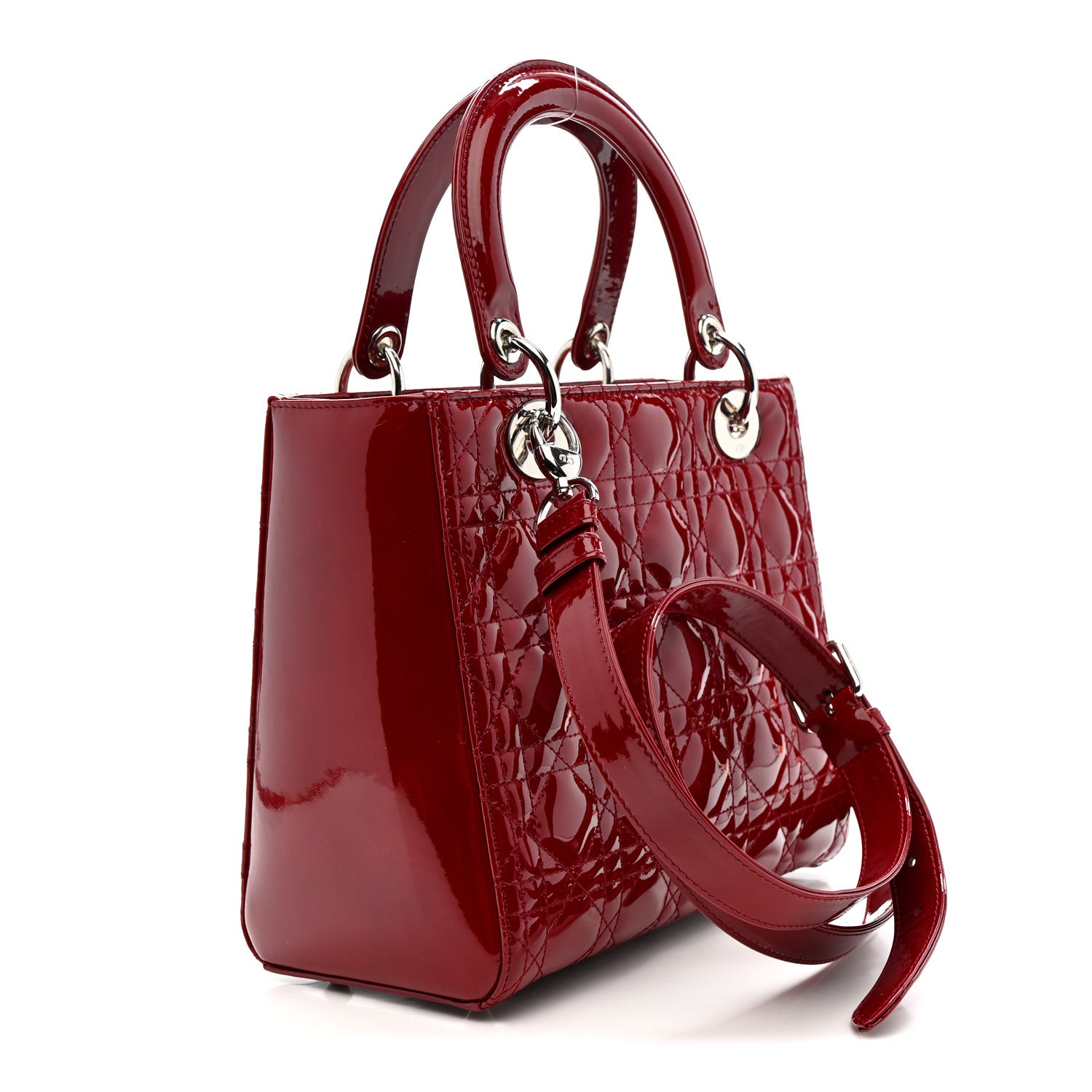 Christian Dior Patent Cannage Medium Lady Dior Red 3 of 10