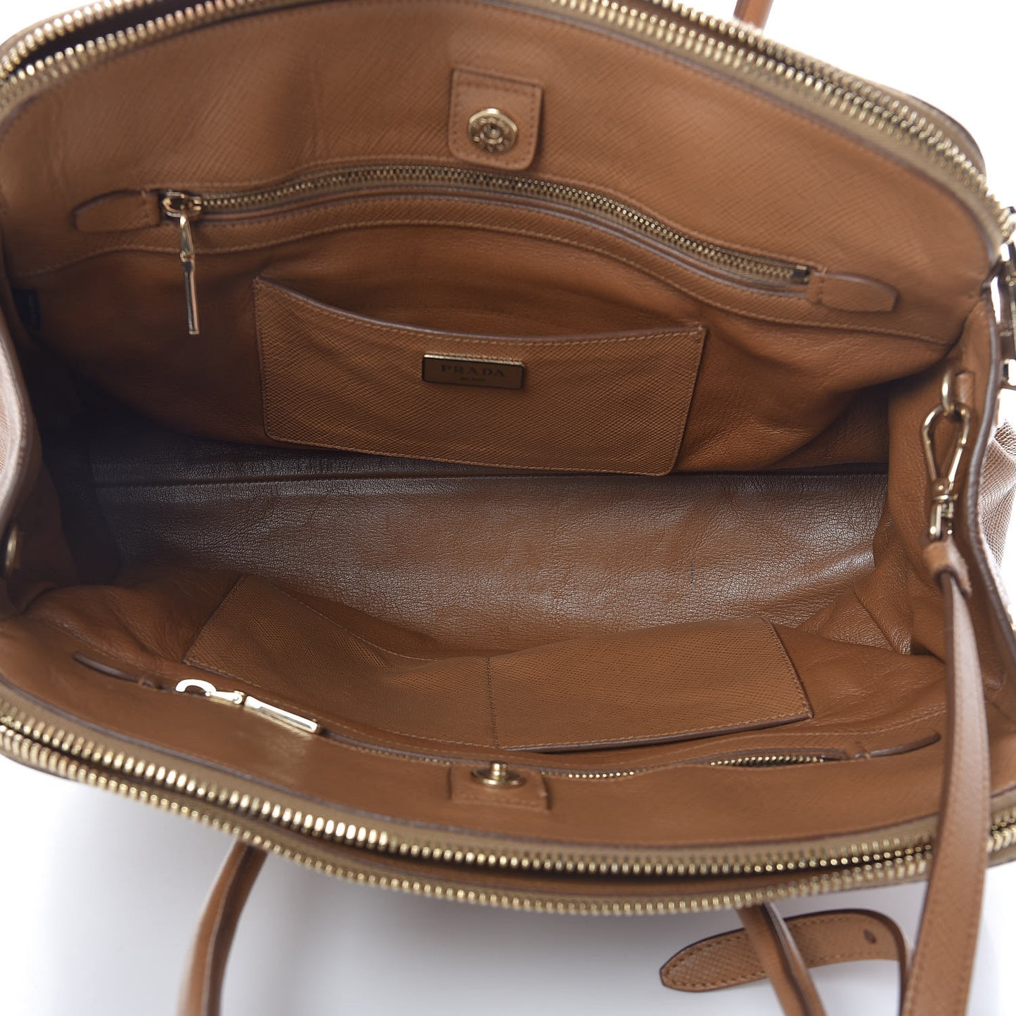 Saffiano Cuir Top Handle Dome Tote Caramel