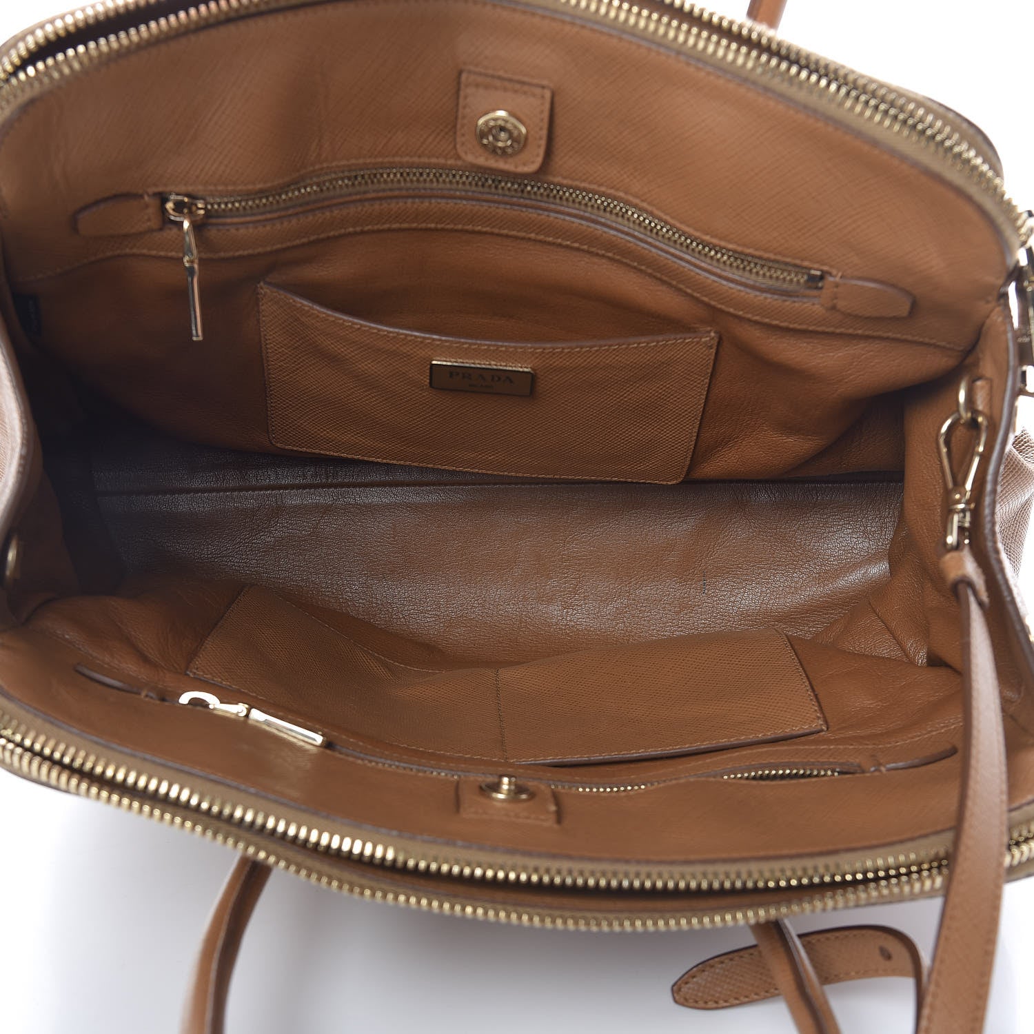 Prada Saffiano Cuir Top Handle Dome Tote Caramel 7 of 29