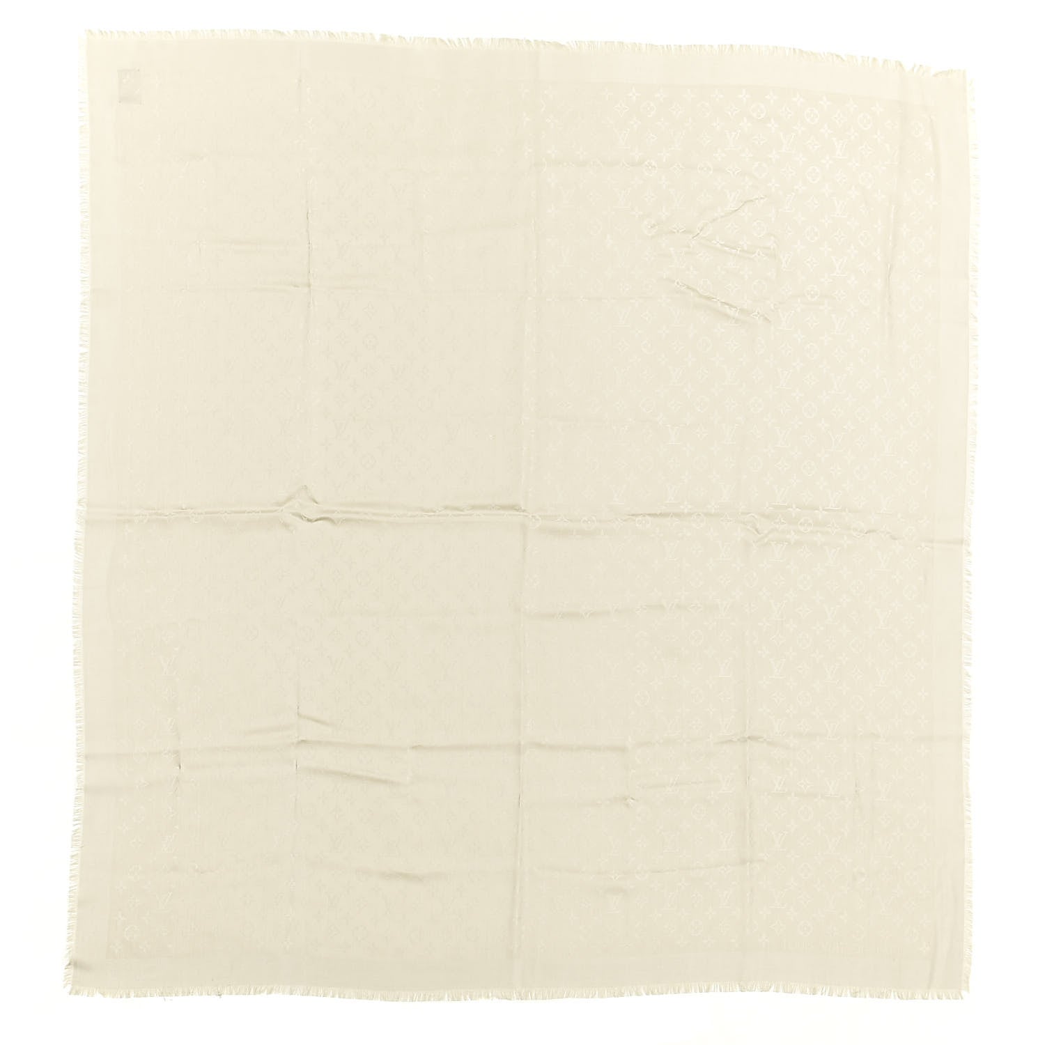 Louis Vuitton Silk Wool Monogram Shine Shawl Beige 1 of 4
