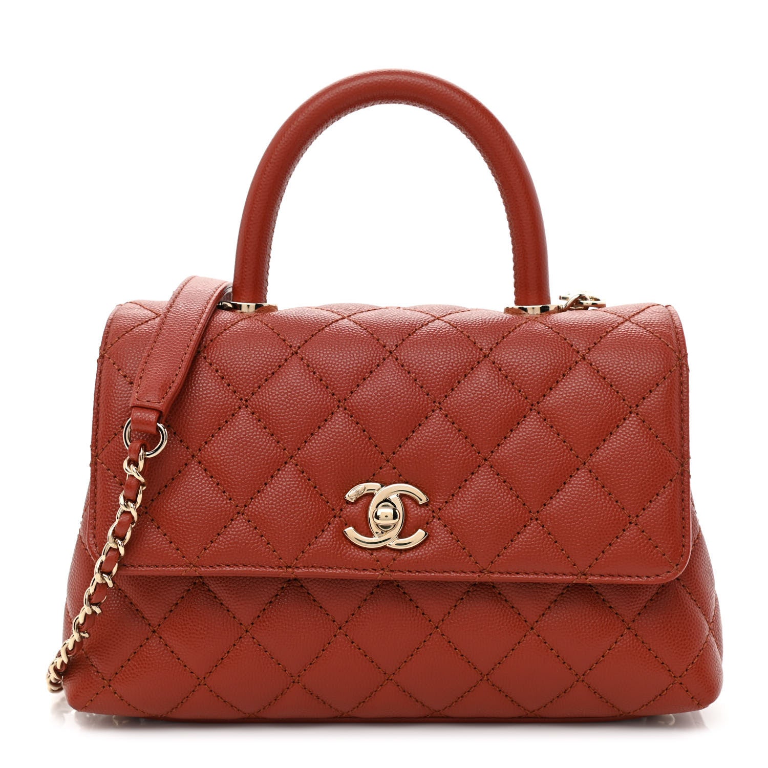 Chanel Caviar Quilted Mini Coco Handle Flap Dark Orange 1 of 10
