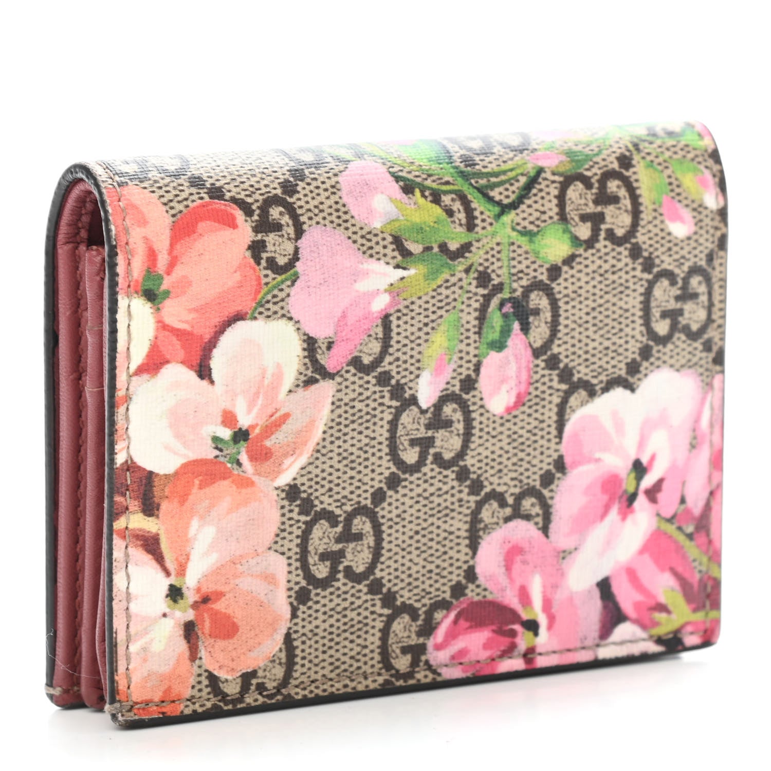 Gucci GG Supreme Monogram Blooms Card Case Beige Multicolor Dry Rose 2 of 4