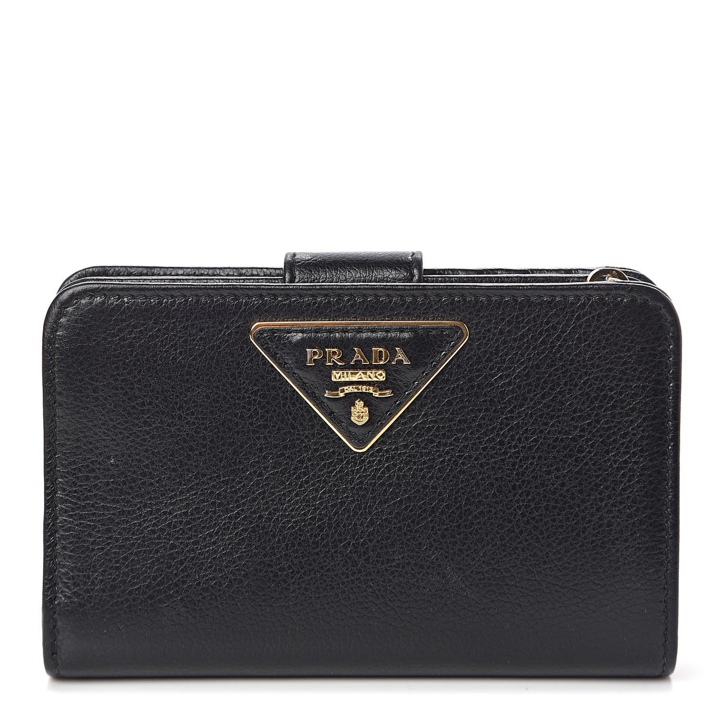 Glace Calfskin Compact Triangle Wallet Black