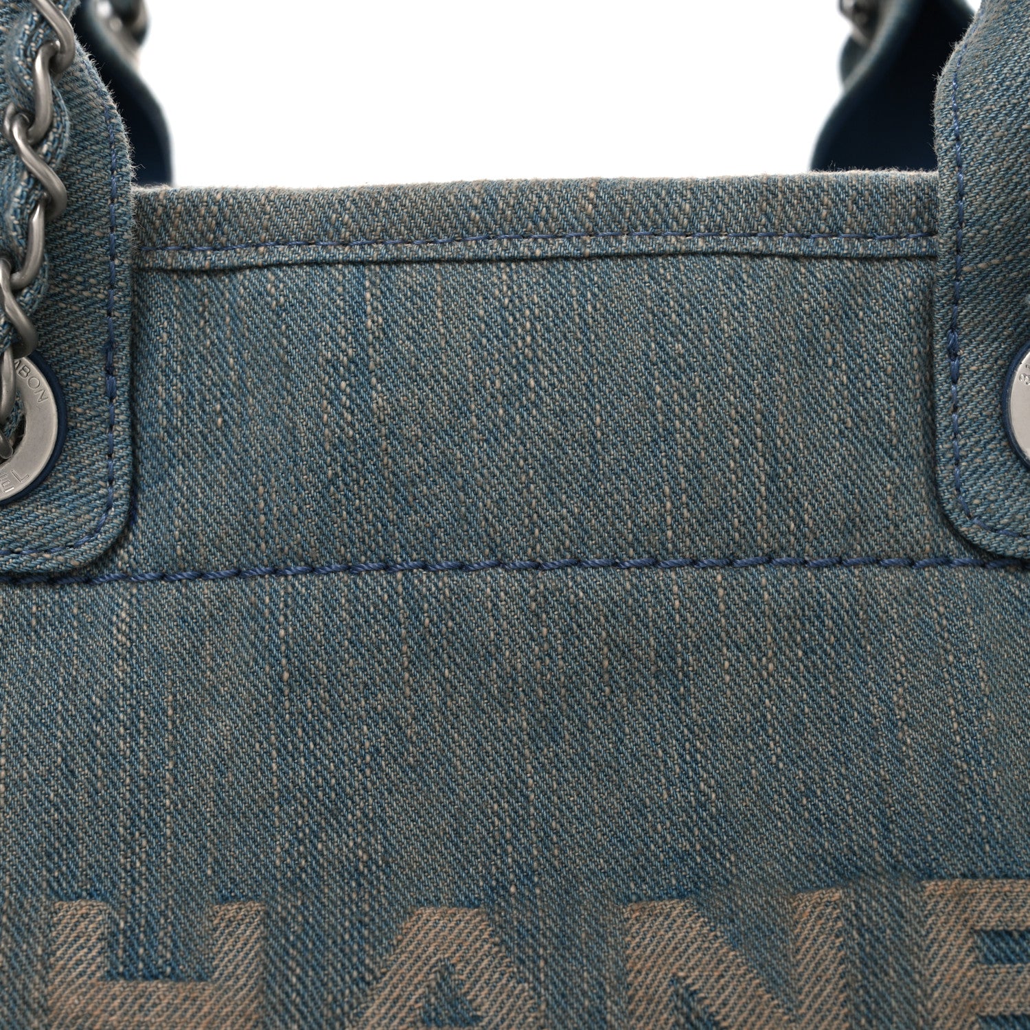 Chanel Denim Small Deauville Tote Light Blue 9 of 11