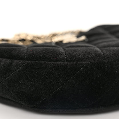 Chanel Velvet Crystal Quilted Chain Hobo Black 10 of 12