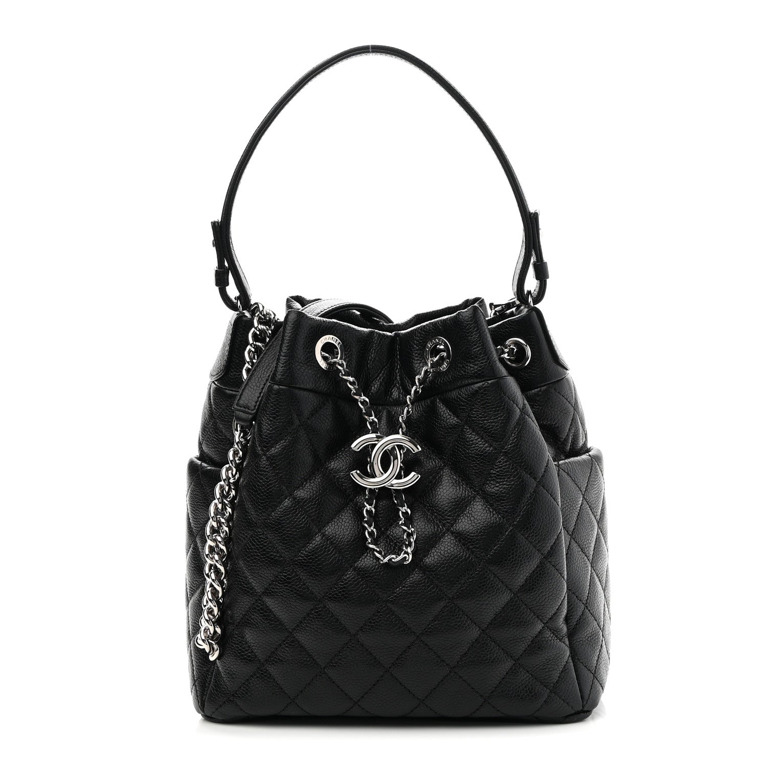 Chanel Caviar Quilted Small Chain Bucket Bag Black 1 of 9