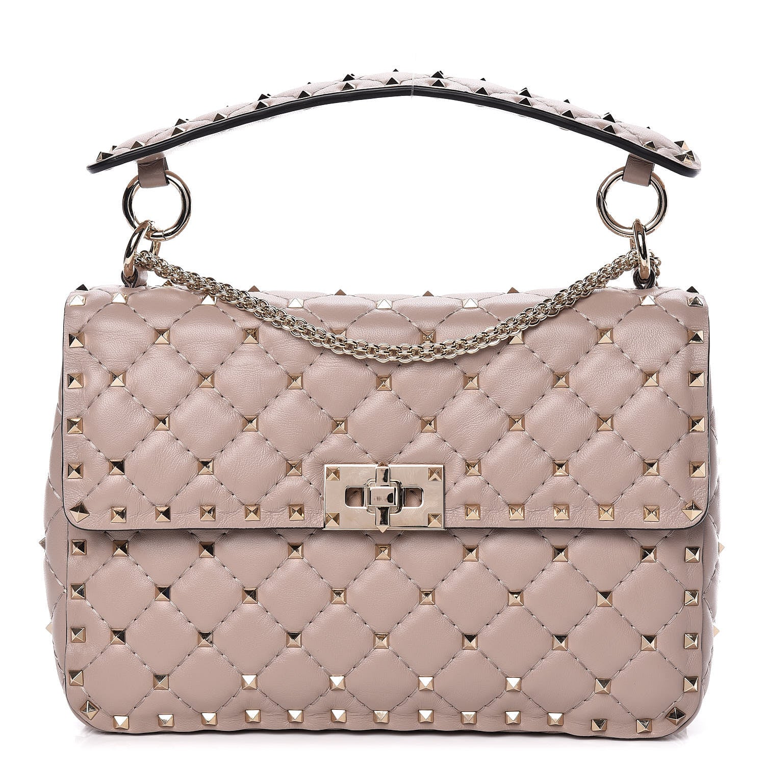 Valentino Garavani Lambskin Medium Rockstud Spike Shoulder Bag Poudre 1 of 8