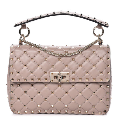 Valentino Garavani Lambskin Medium Rockstud Spike Shoulder Bag Poudre 1 of 8