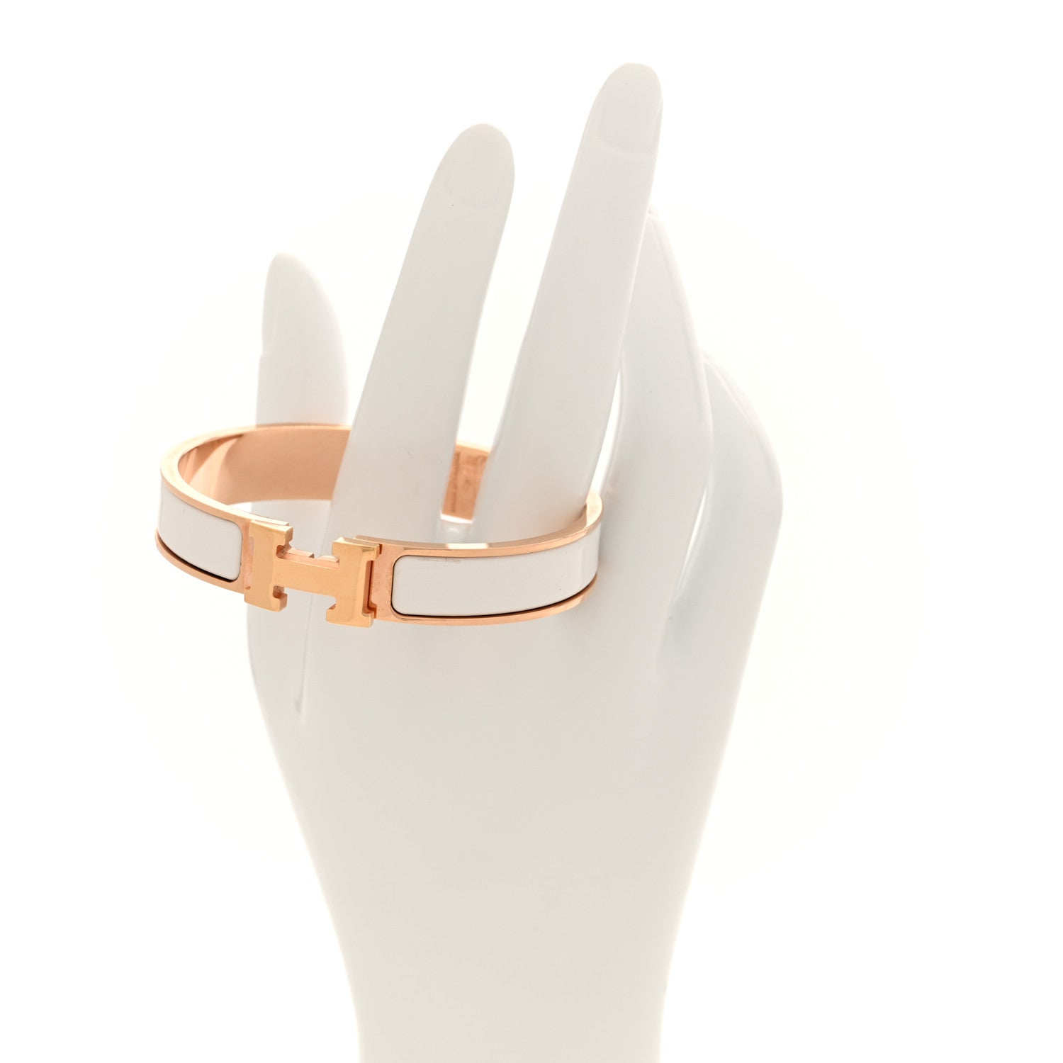 Hermes Enamel Narrow Clic Clac H Bracelet GM White 2 of 4