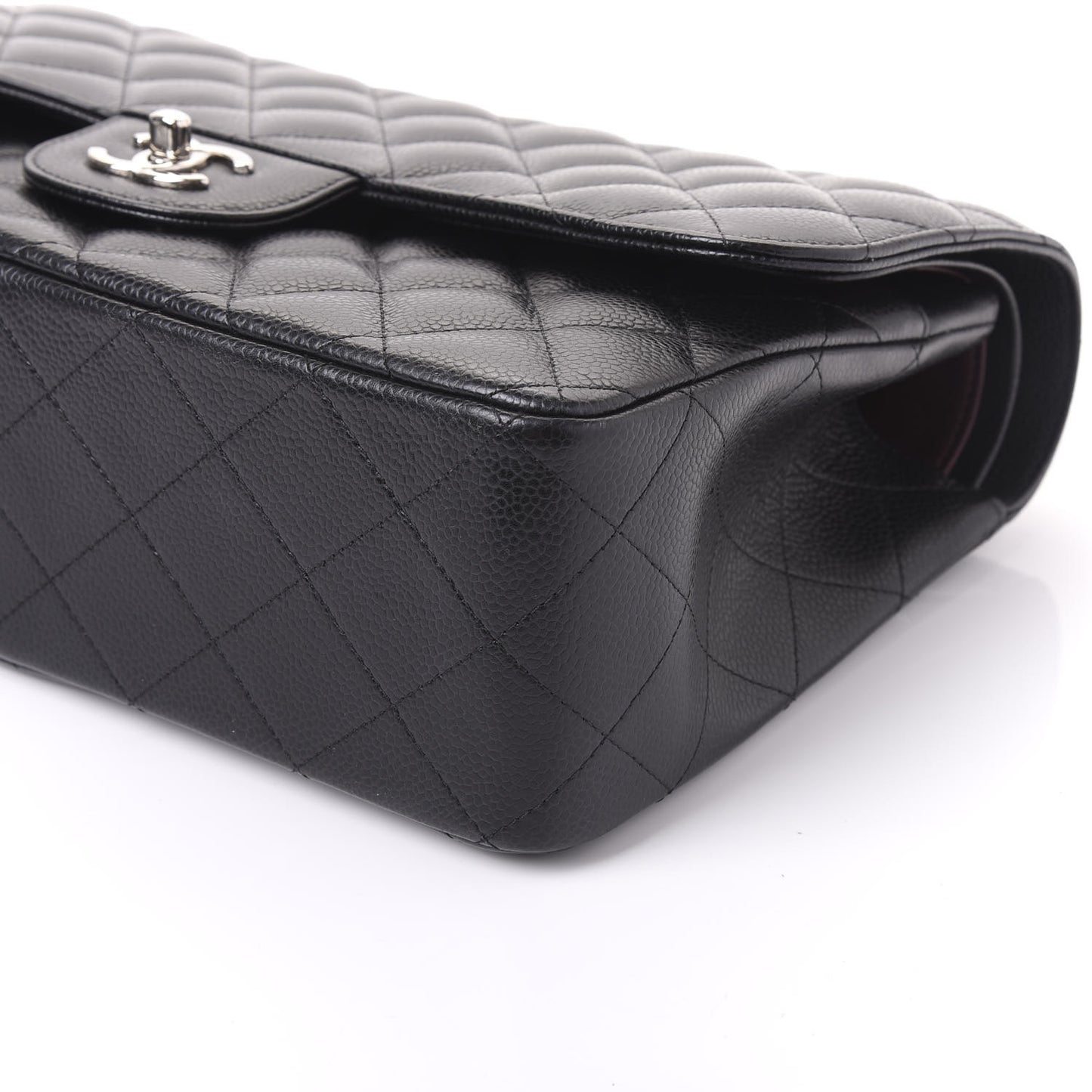 Caviar Quilted Jumbo Double Flap Black