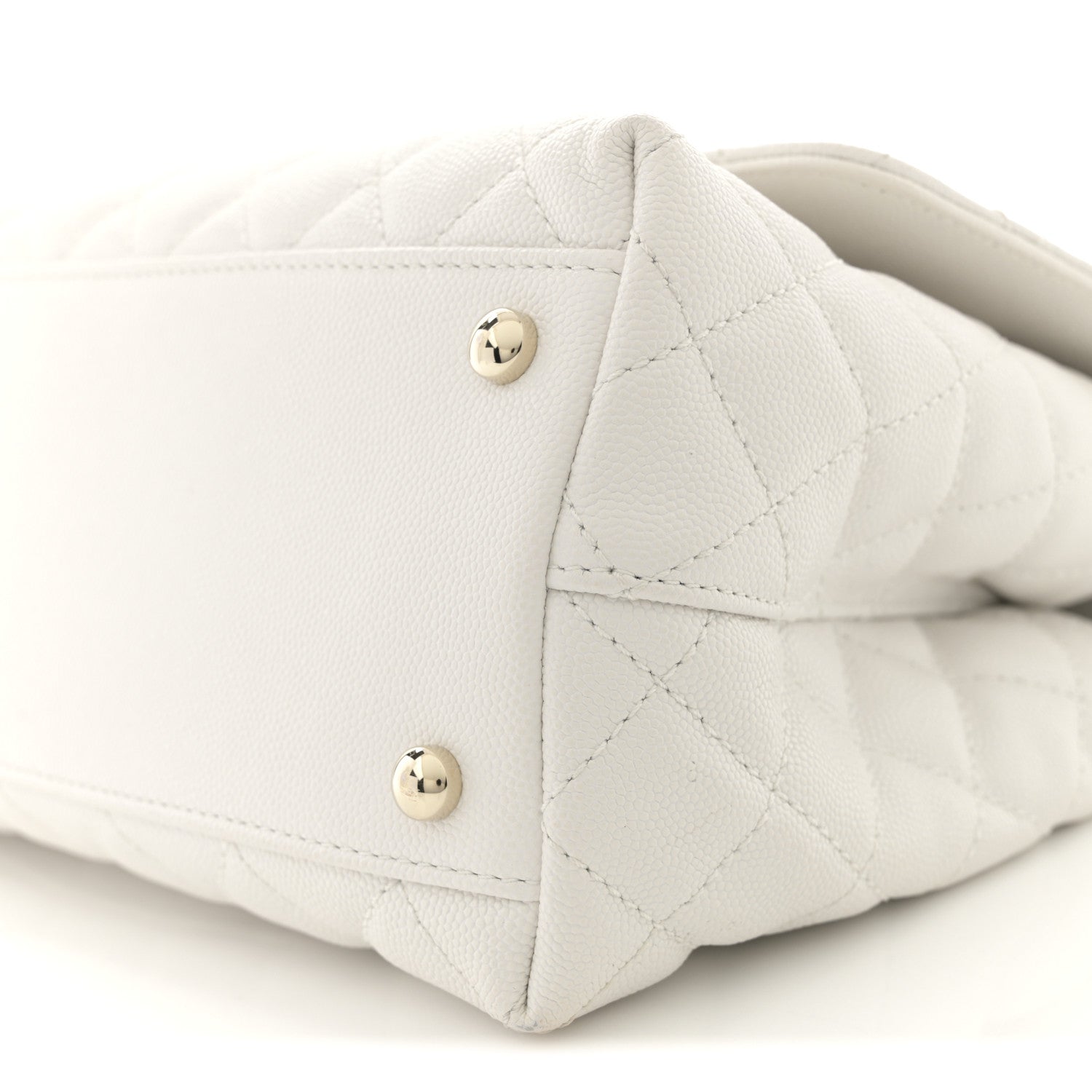 Chanel Caviar Quilted Small Coco Handle Flap White 10 of 12
