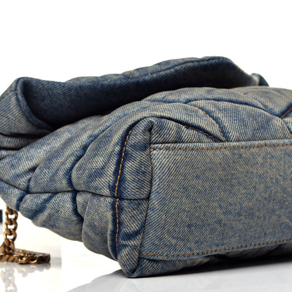 Saint Laurent Denim Quilted Toy Loulou Puffer Monogram Chain Satchel Blue Black 8 of 9