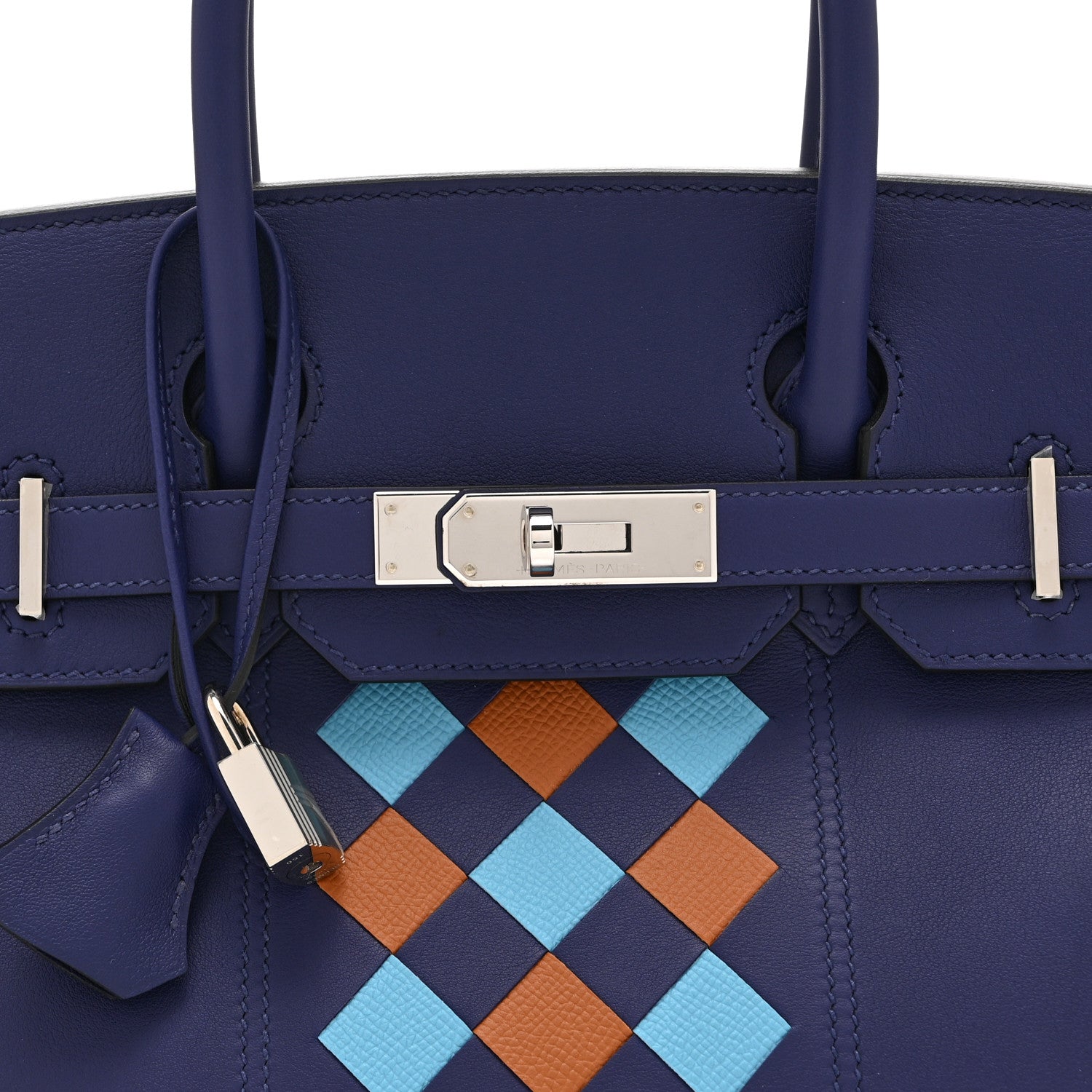 Hermes Swift Epsom Tressage Birkin 30 Bleu Encre Bleu Du Nord Gold 8 of 10