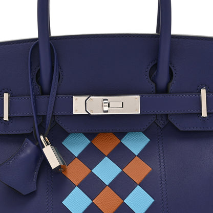 Hermes Swift Epsom Tressage Birkin 30 Bleu Encre Bleu Du Nord Gold 8 of 10