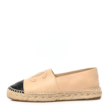 Chanel Lambskin CC Espadrilles 36 Beige Black 1 of 9