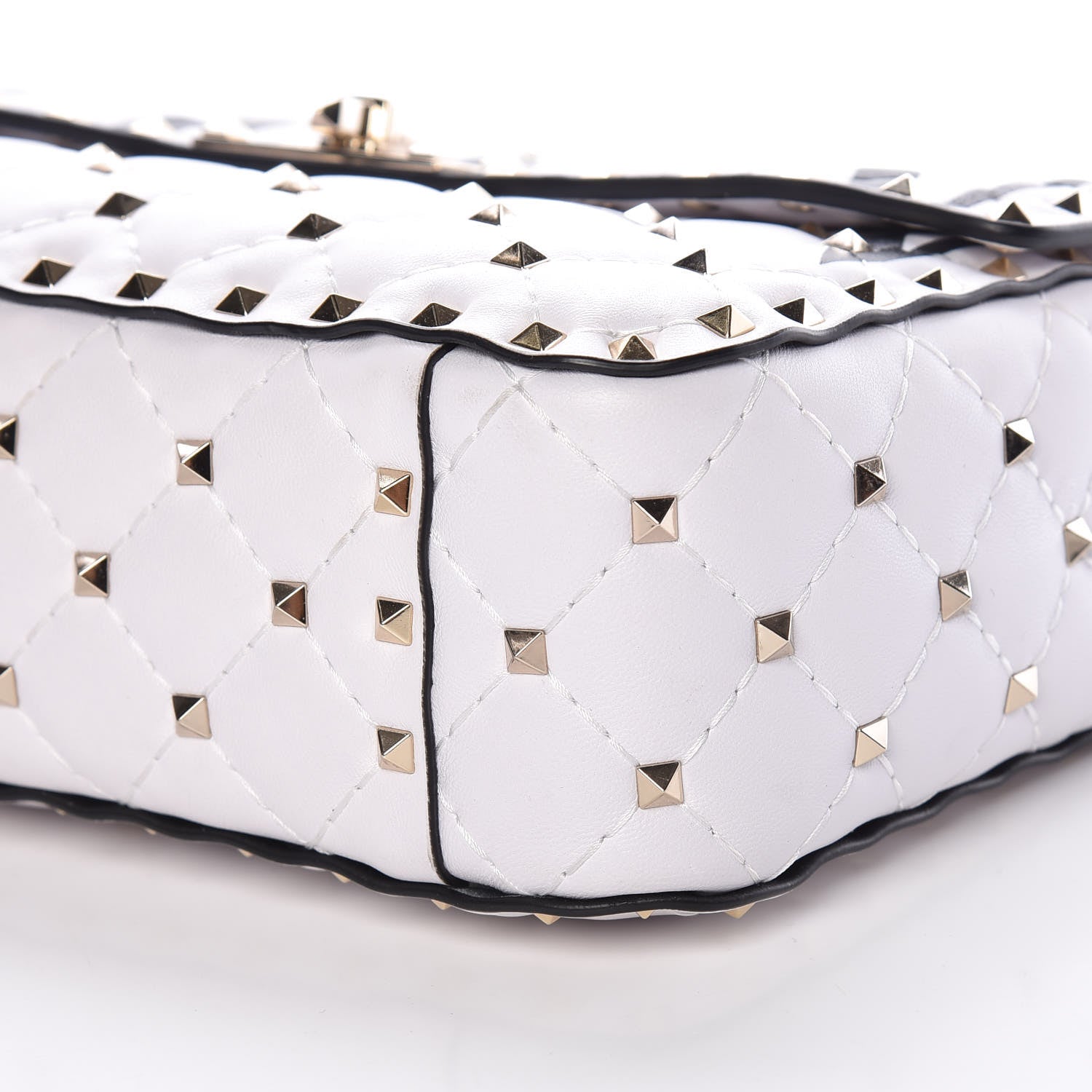 Valentino Garavani Lambskin VLTN Print Medium Rockstud Spike Shoulder Bag Optic White Black 8 of 8
