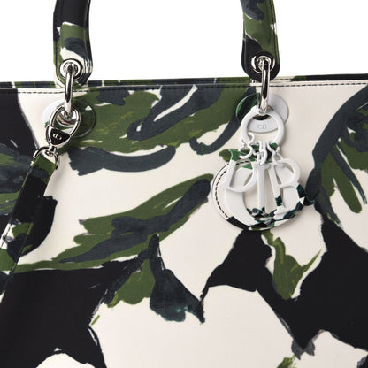 Christian Dior Canvas Graffiti Floral Printed Large Lady Dior Green White 11 of 11