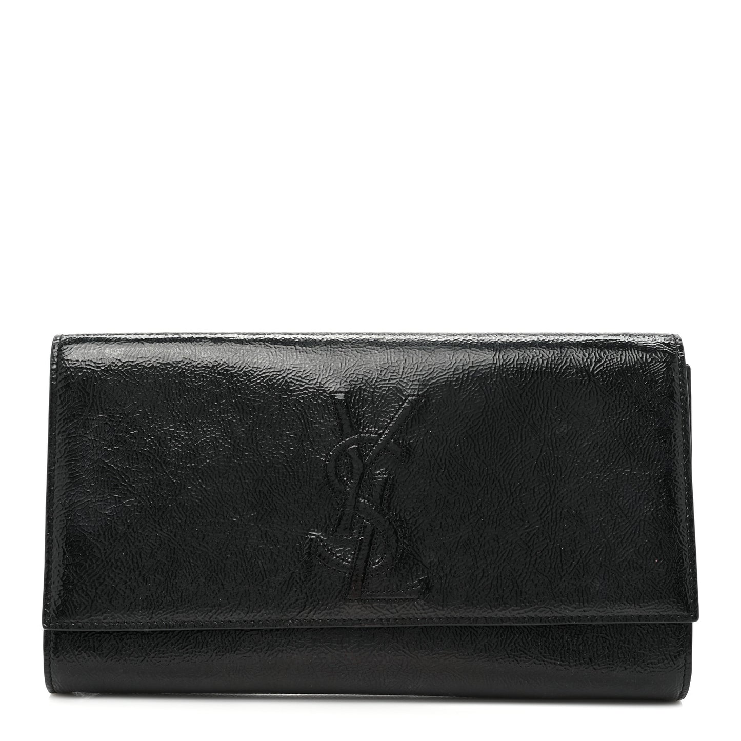Textured Patent Monogram Large Belle De Jour Clutch Black