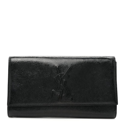 Saint Laurent Textured Patent Monogram Large Belle De Jour Clutch Black 1 of 12