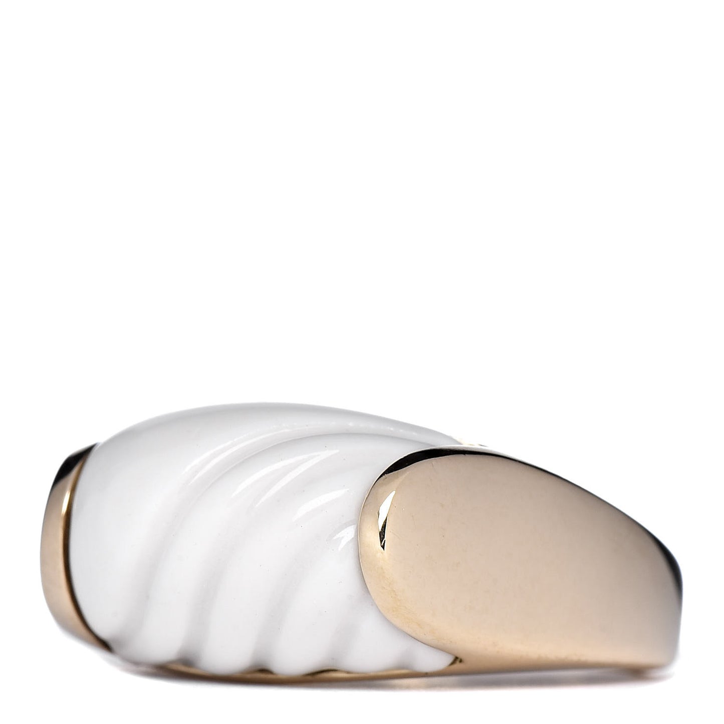 18K Yellow Gold White Ceramic Tronchetto Ring 52 6
