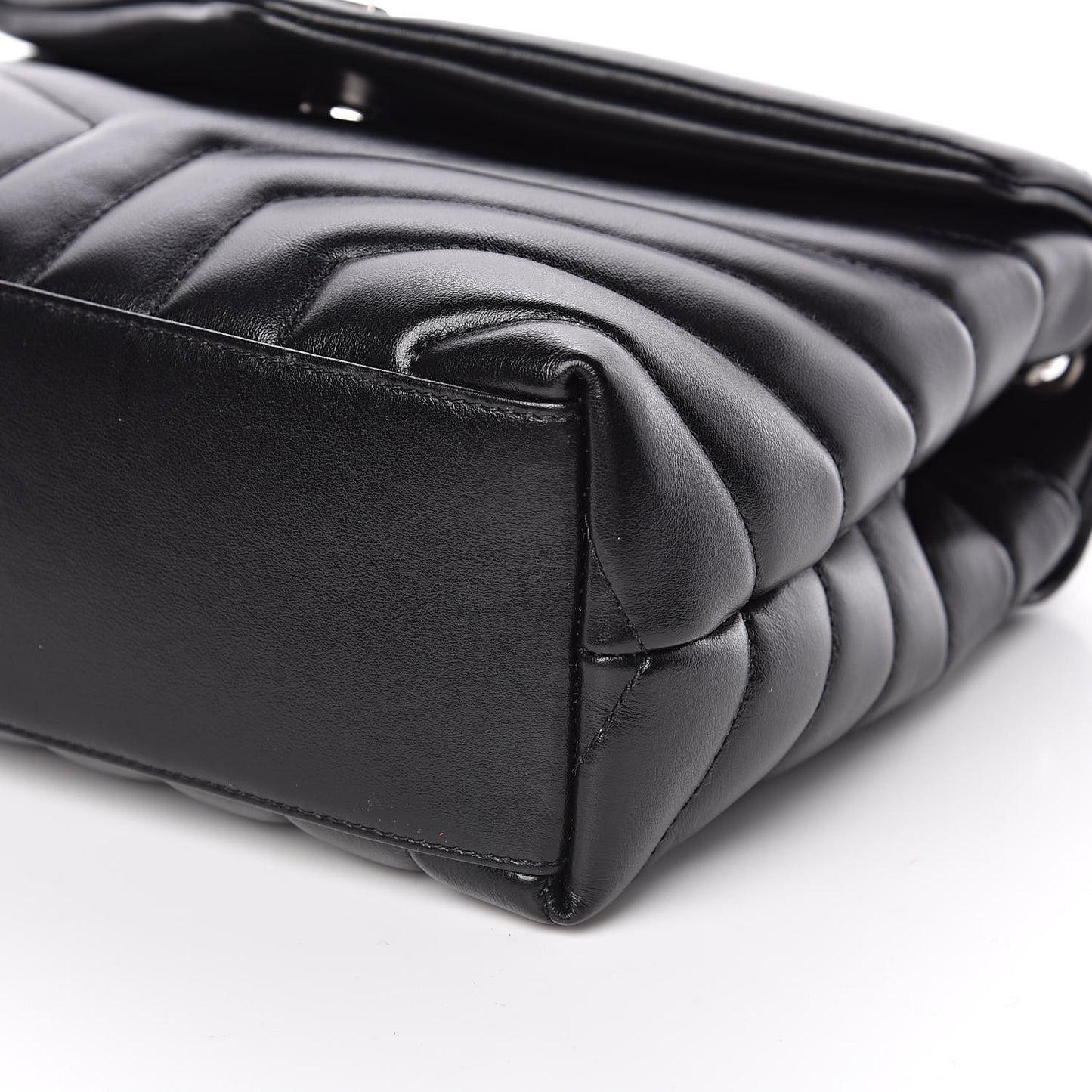 Calfskin Y Quilted Monogram Small Loulou Chain Satchel Black