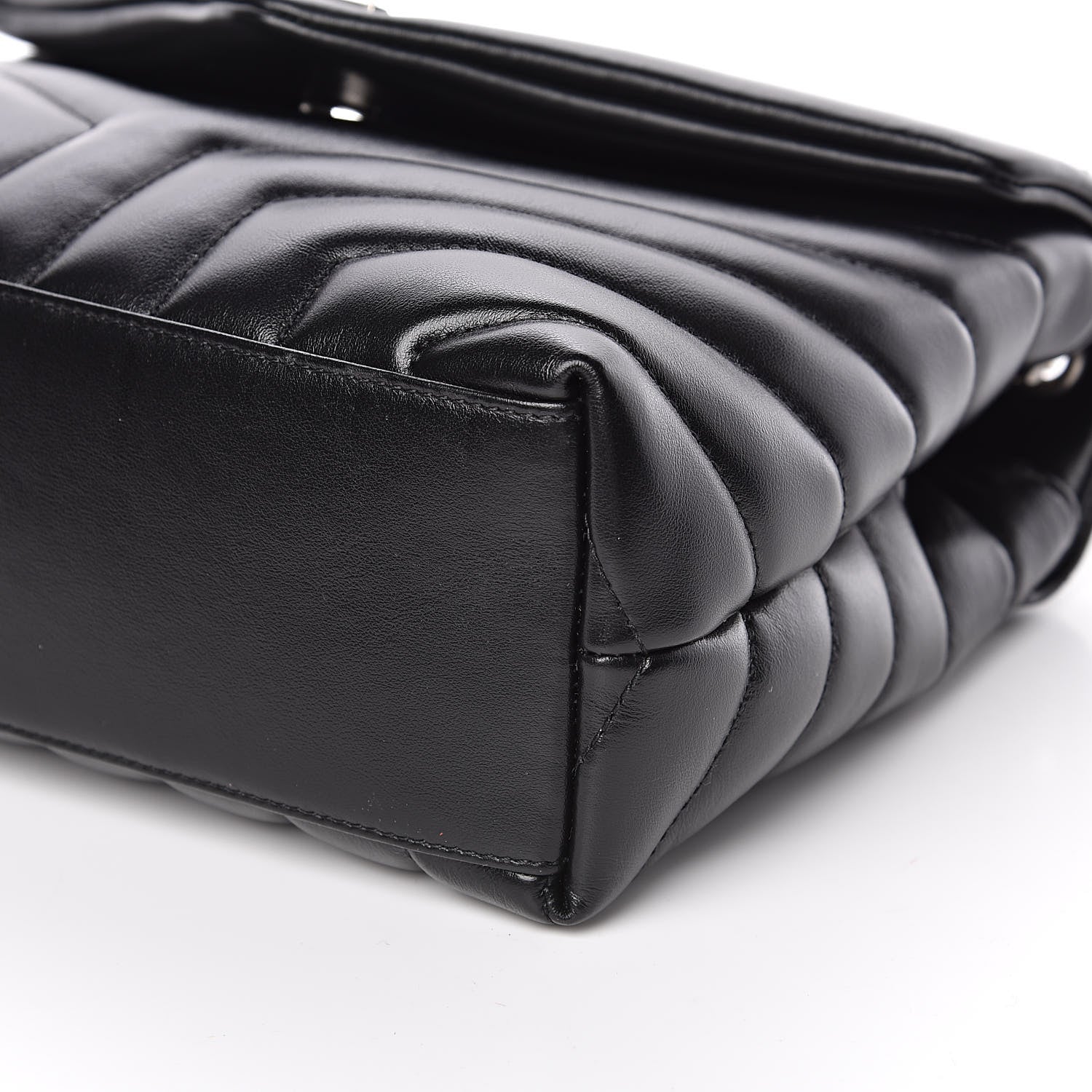 Saint Laurent Calfskin Y Quilted Monogram Small Loulou Chain Satchel Black 8 of 9