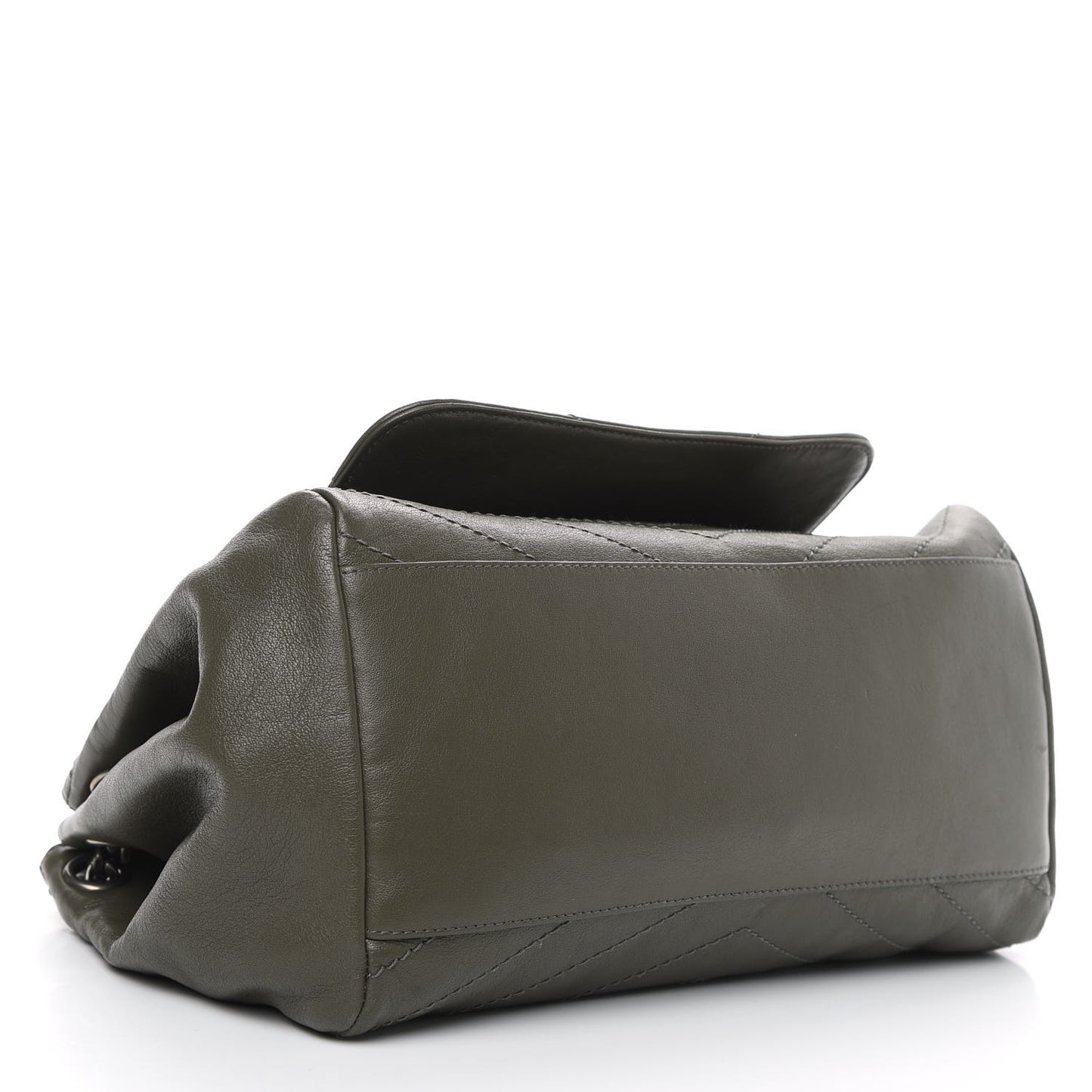 Vintage Calfskin Chevron Monogram Medium Nolita Olive Green