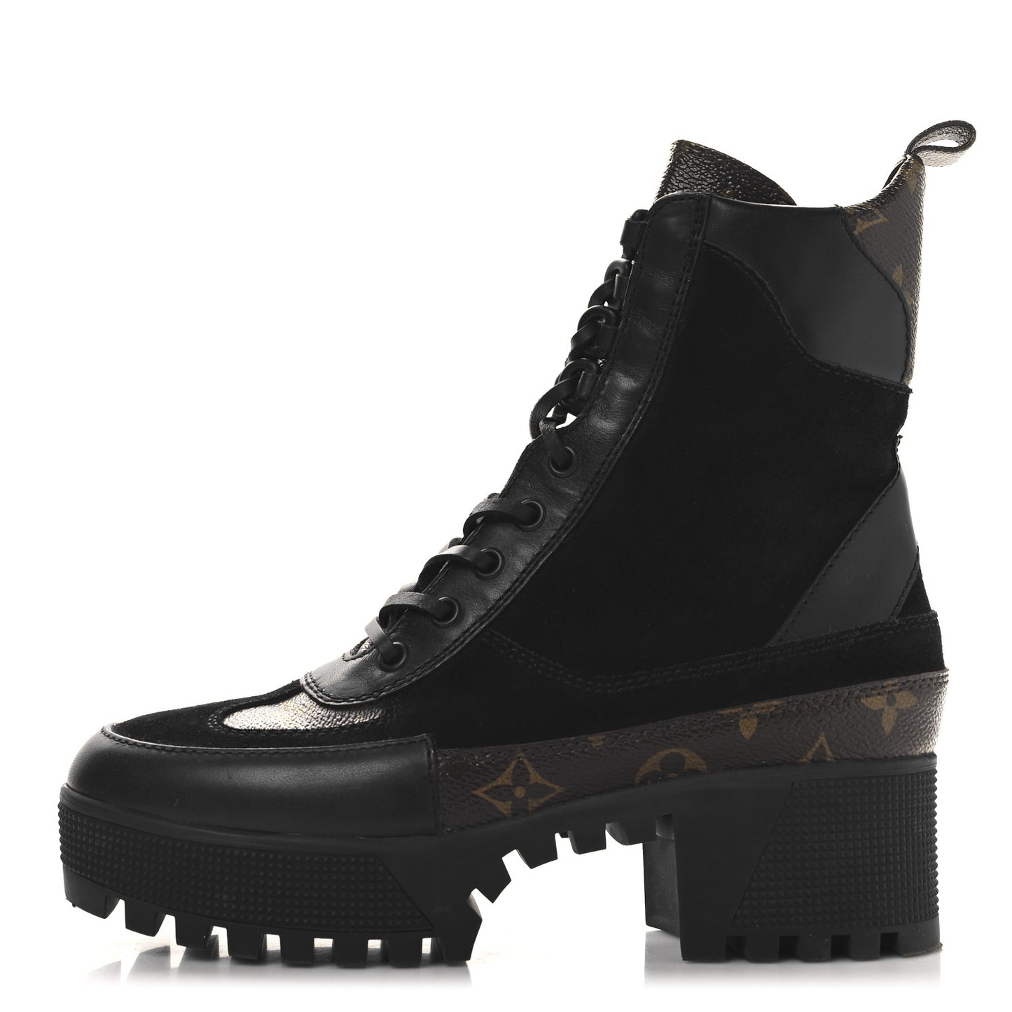 Suede Calfskin Monogram Laureate Platform Desert Boots 37 Black